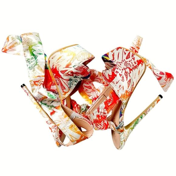 NWOT Ma Beicili Multicolor Printed Open Toe Slip On Wedge Sandals SIZE 6.5/7 - Picture 5 of 8